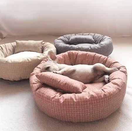 Round Linen Pet Bed
