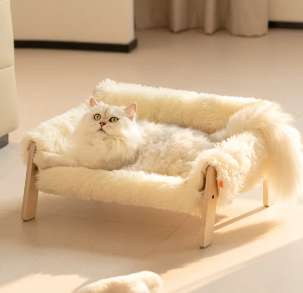 Wooden Pet Sofa with Plush Cushion
