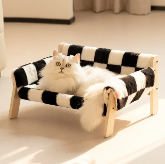 Wooden Pet Sofa with Plush Cushion
