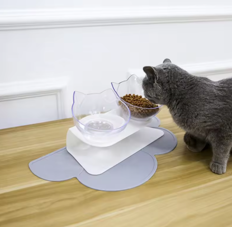 Double Cat-Ear Bowl Feeder Set