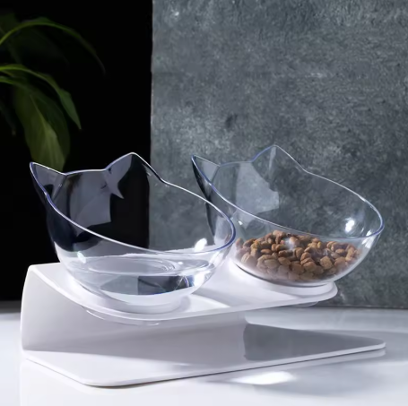 Double Cat-Ear Bowl Feeder Set