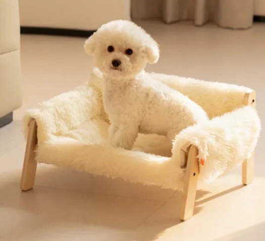 Wooden Pet Sofa with Plush Cushion