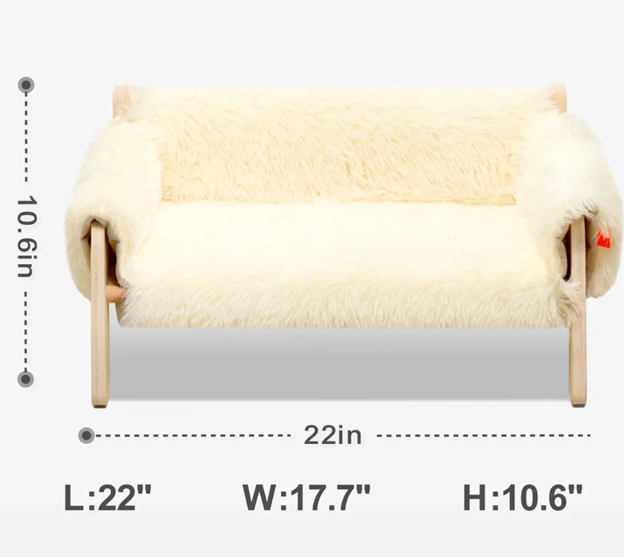Wooden Pet Sofa with Plush Cushion