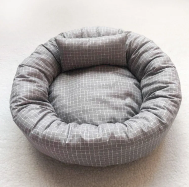Round Linen Pet Bed