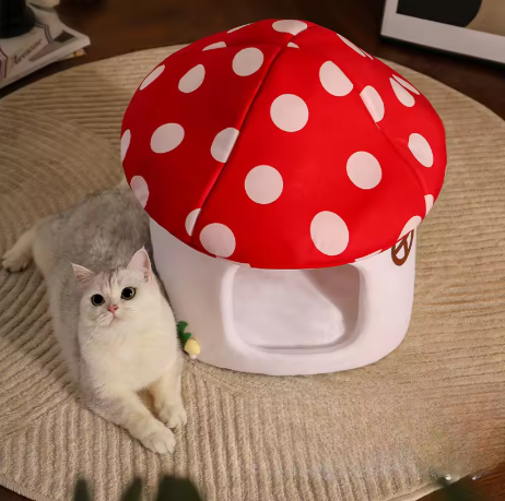 Cozy Mushroom Hideaway Pet Bed