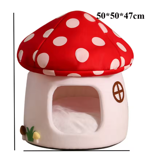 Cozy Mushroom Hideaway Pet Bed
