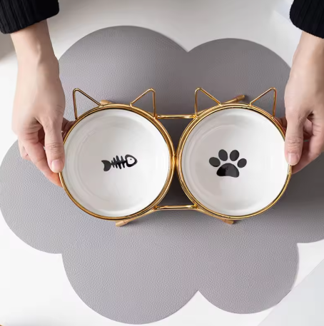 Elevated Ceramic Cat Feeder Set
