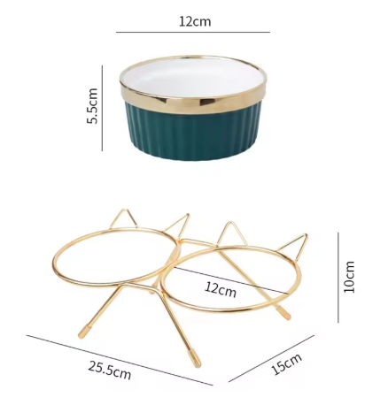 Elevated Ceramic Cat Feeder Set