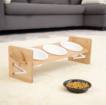 Bamboo Base Pet Feeder