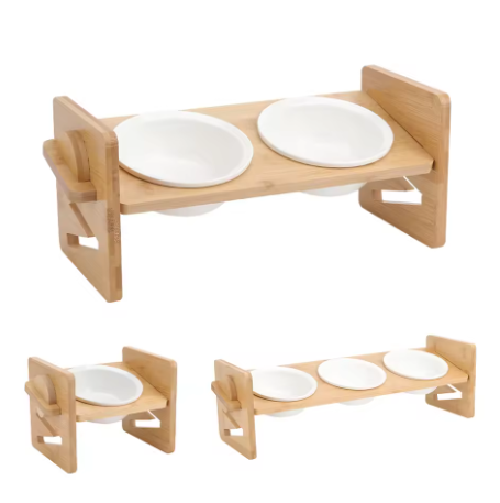 Bamboo Base Pet Feeder